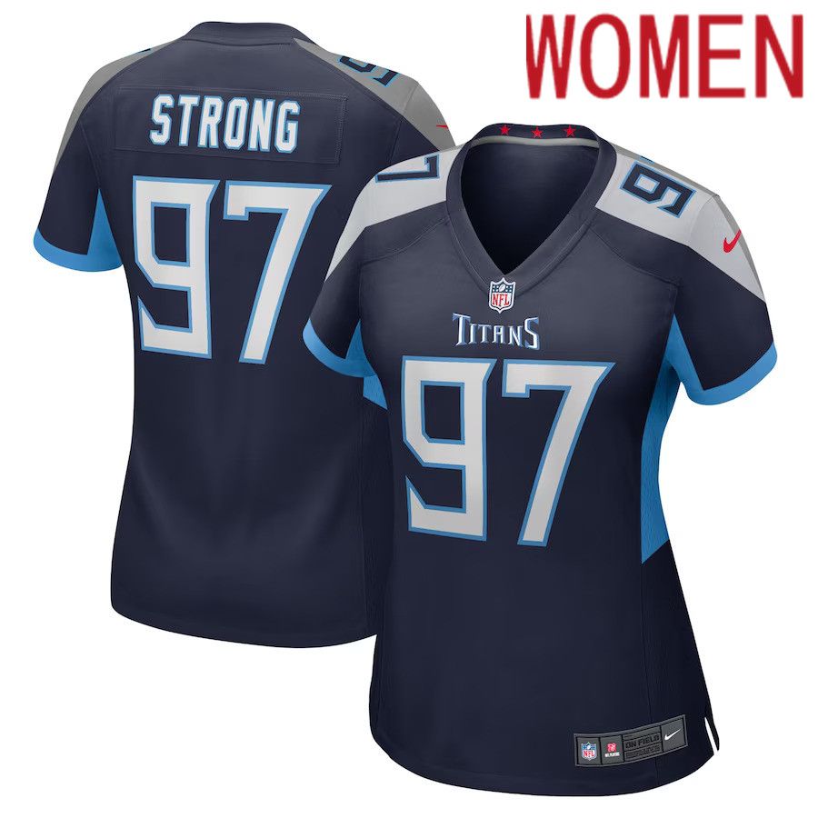 Women Tennessee Titans #97 Kevin Strong Nike Navy Game Player NFL Jersey->customized nfl jersey->Custom Jersey